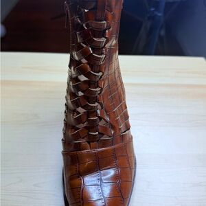Brown Croc-Embossed Women's Boots